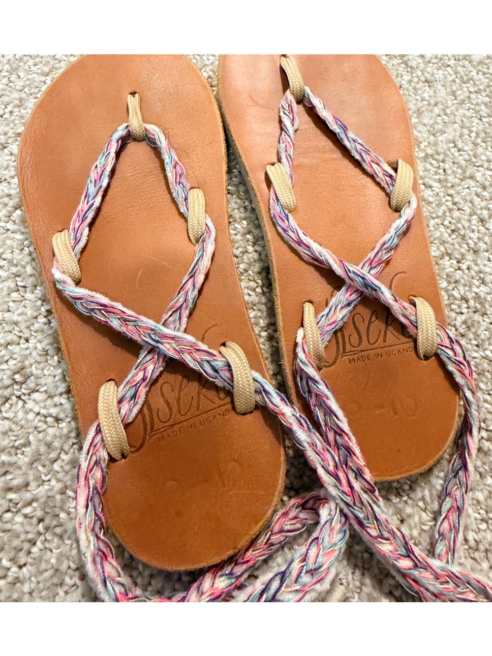 Girls’ Caramel Leather Ribbon Sandals